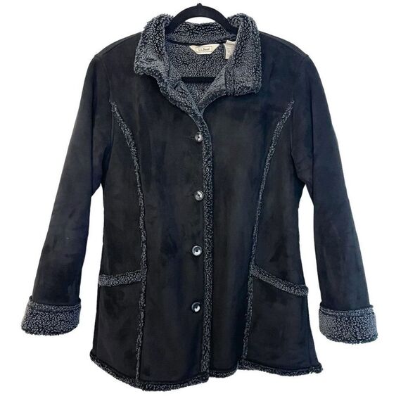 L.L.Bean Faux Shearling Suede Coat - Picture 1 of 10